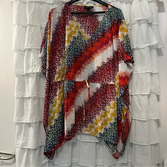 Lane Bryant Colorful Lightweight Tie Front Shawl Poncho - Size 22/24 - Picture 1 of 10